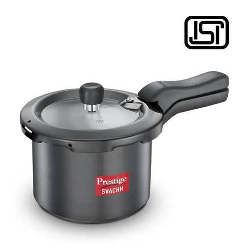  Prestige Svachh Hard Anodised Spillage Control Pressure Cooker, 3 L (Black)